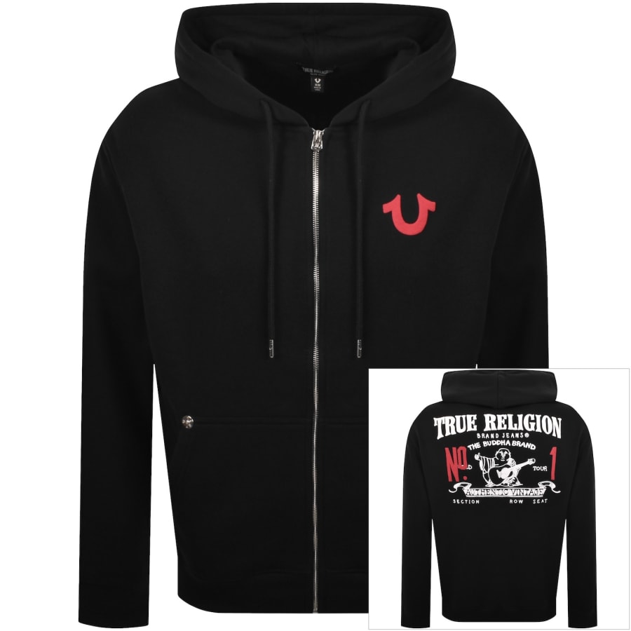 True Religion Full Zip Hoodie Black | Mainline Menswear us